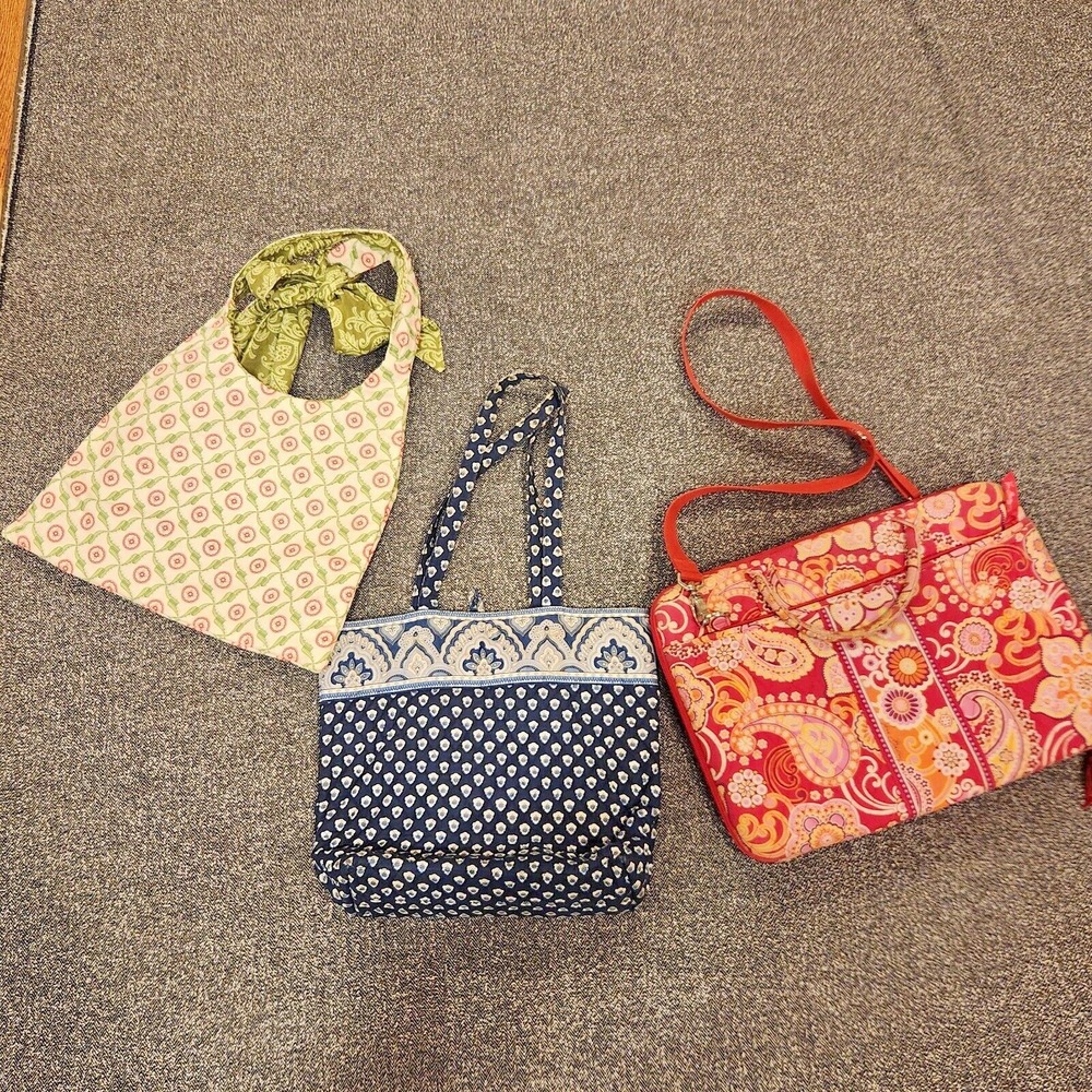 Vera Bradley Bag Lot Bundle of 3 laptop case shoulder bag tote